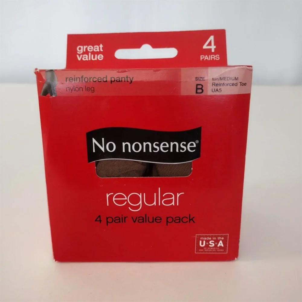 No Nonsense Tan Sheer Reinforced Pantyhose 4 pack Size B NEW